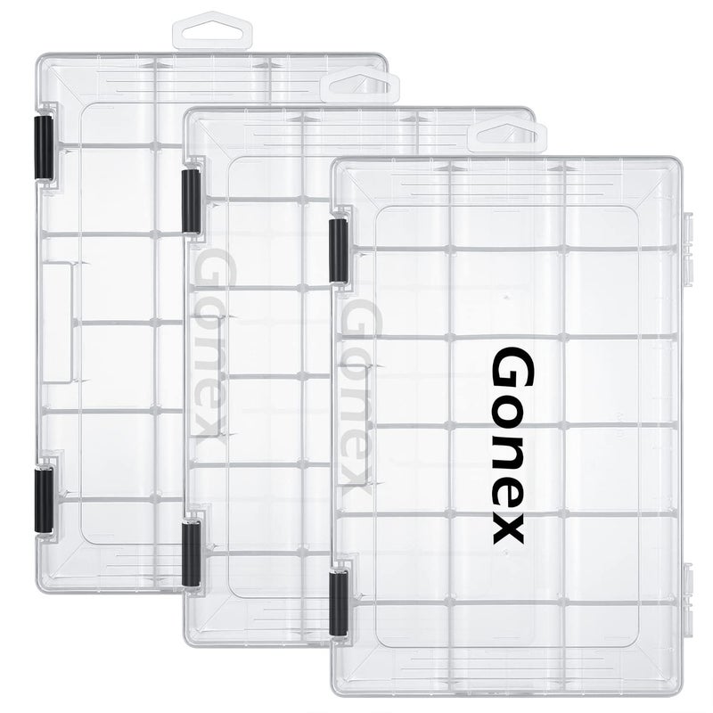 Gonex 3600 Tackle Trays 3 Packs, Transparent Fishing Tackle Boxes Organizer and Storage with Adjustable Dividers, Plastic 3600 Tackle Boxes for Lures, Hooks, & Other Accessories - Image 1